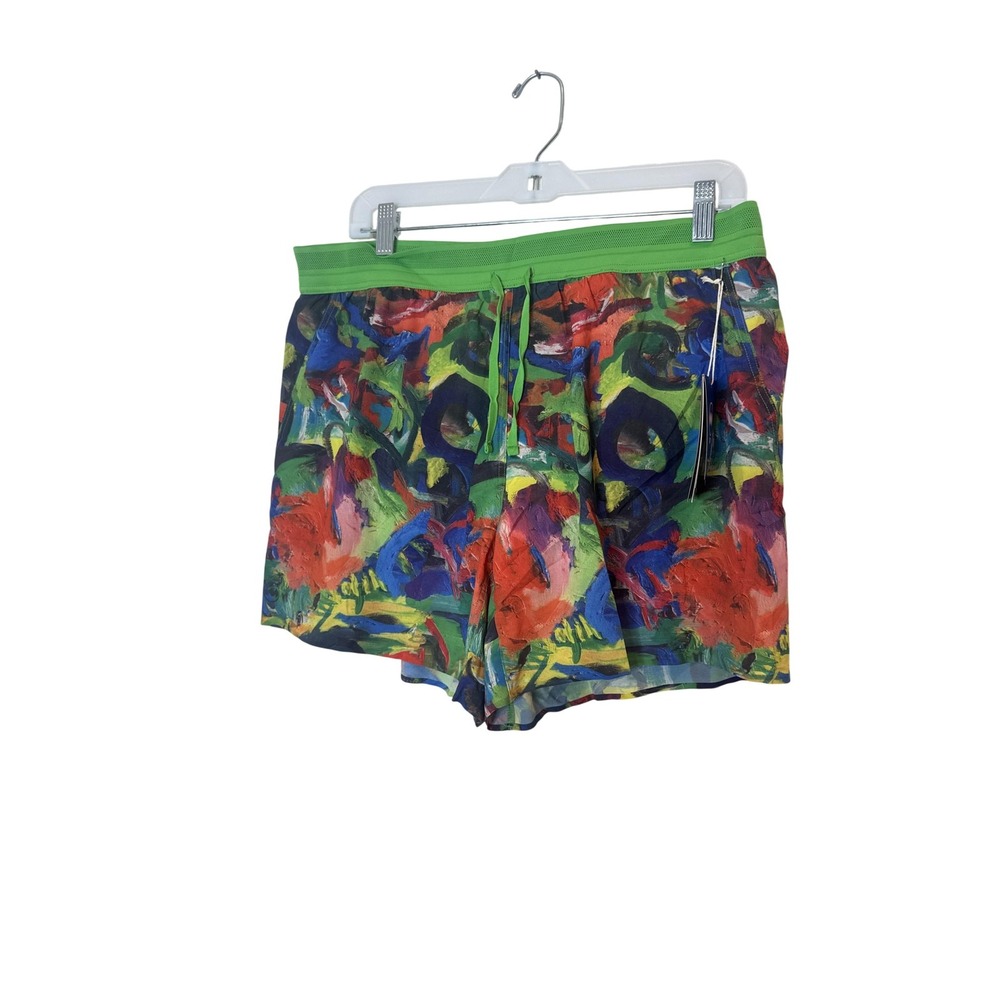 Janji 5 Inch AFO Middle Shorts Mens Large Multicolor Art Print Lined Running